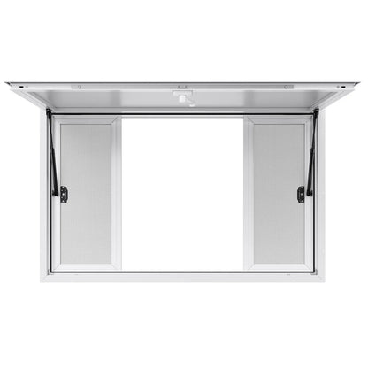 VEVOR Concession Window 1346x838 mm, Aluminum Alloy Service Window for Food Truck, Up to 85 Degrees Stand Serving Window with 4 Sliding Windows, Awning Door, and Drag Hook, for Concession Trailers - Mekamart Australia