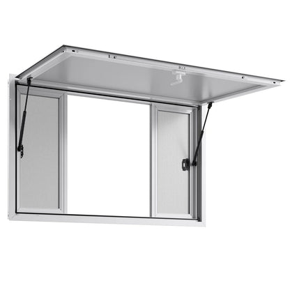 VEVOR Concession Window 1346x838 mm, Aluminum Alloy Service Window for Food Truck, Up to 85 Degrees Stand Serving Window with 4 Sliding Windows, Awning Door, and Drag Hook, for Concession Trailers - Mekamart Australia