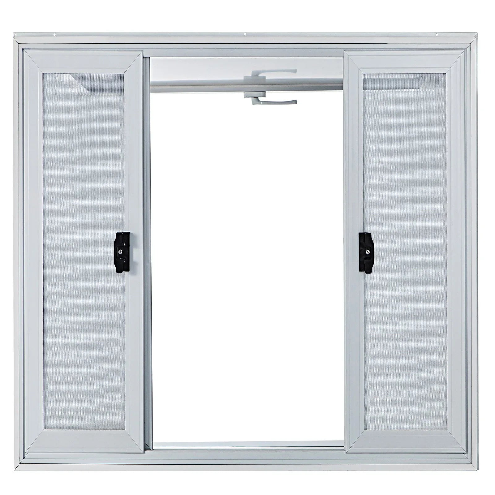 VEVOR Concession Window, 91.4 x 91.4 cm Aluminum Alloy Food Truck Service Window with 4 Horizontal Sliding Screen Windows & Awning Door & Drag Hook, Serving Window for Food Trucks Concession Trailers - Mekamart Australia
