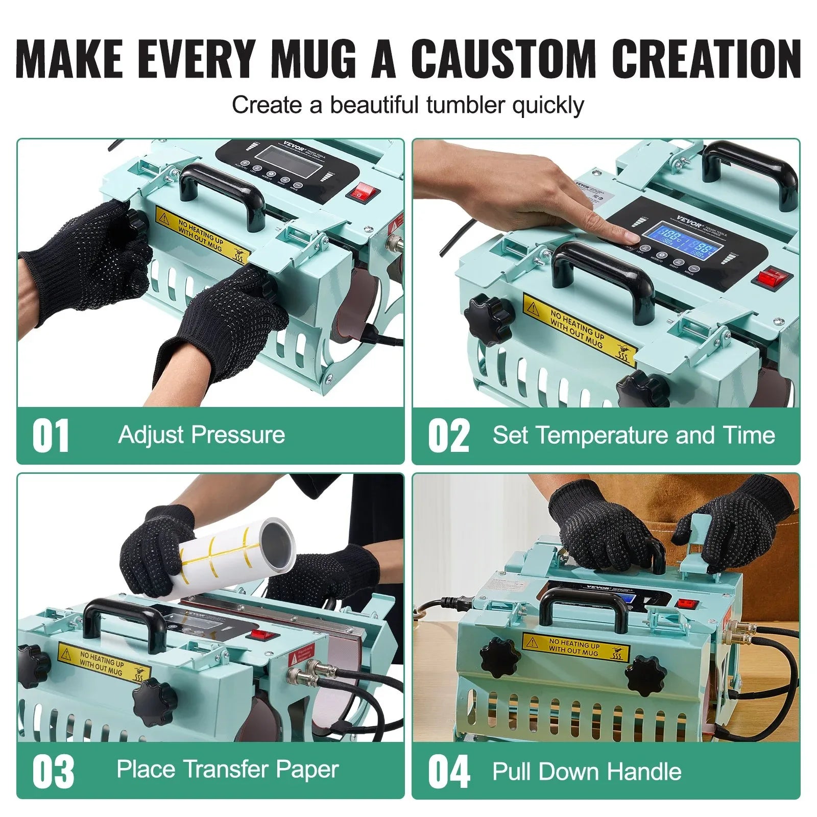 VEVOR Tumbler Heat Press Machine 2 Station Heaters 11-30oz Mug Press Sublimation - Mekamart Australia