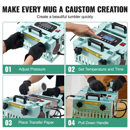 VEVOR Tumbler Heat Press Machine 2 Station Heaters 11-30oz Mug Press Sublimation - Mekamart Australia