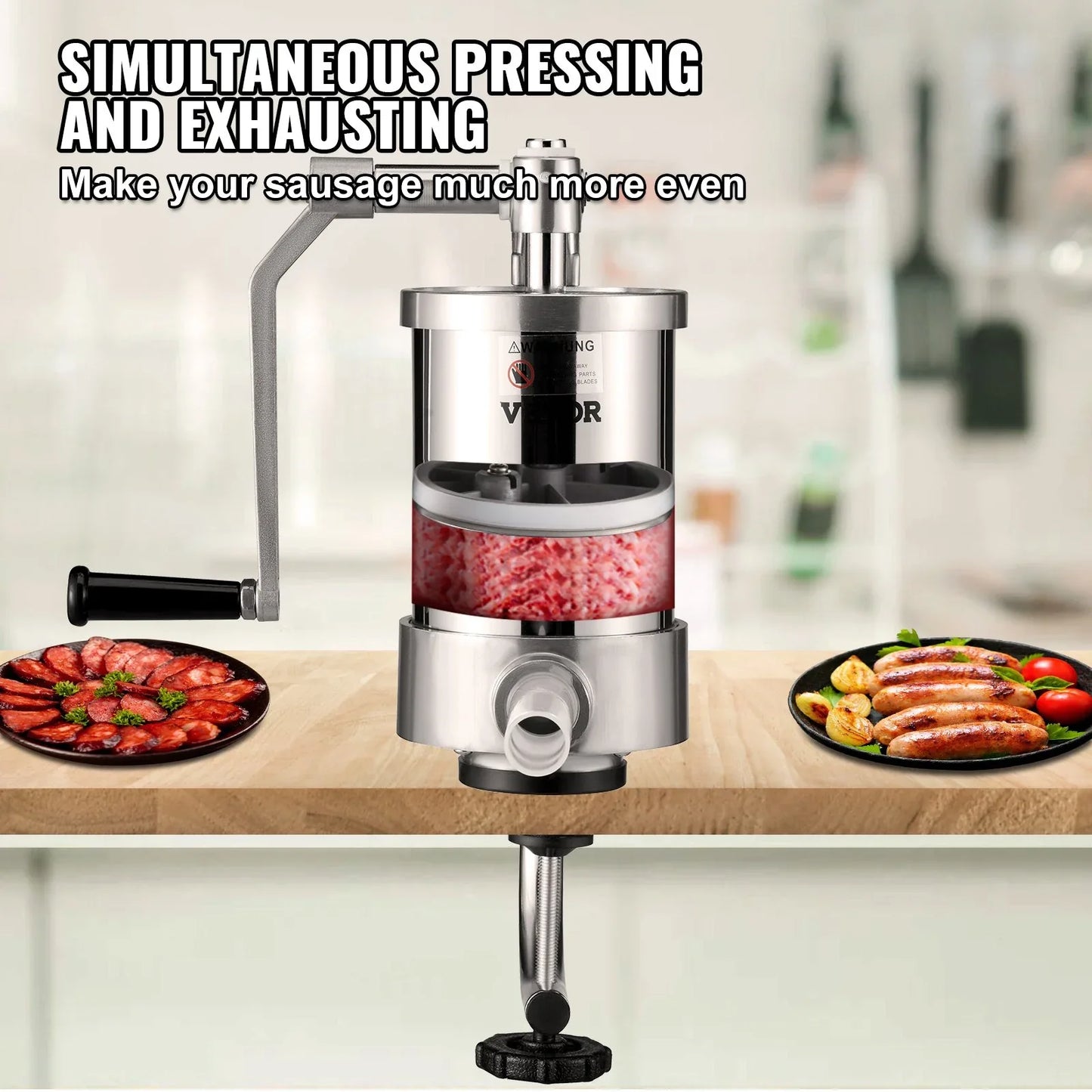 VEVOR Sausage Stuffer 2.5LBS/1.5L Capacity Homemade Sausage Maker Stainless Steel - Mekamart Australia