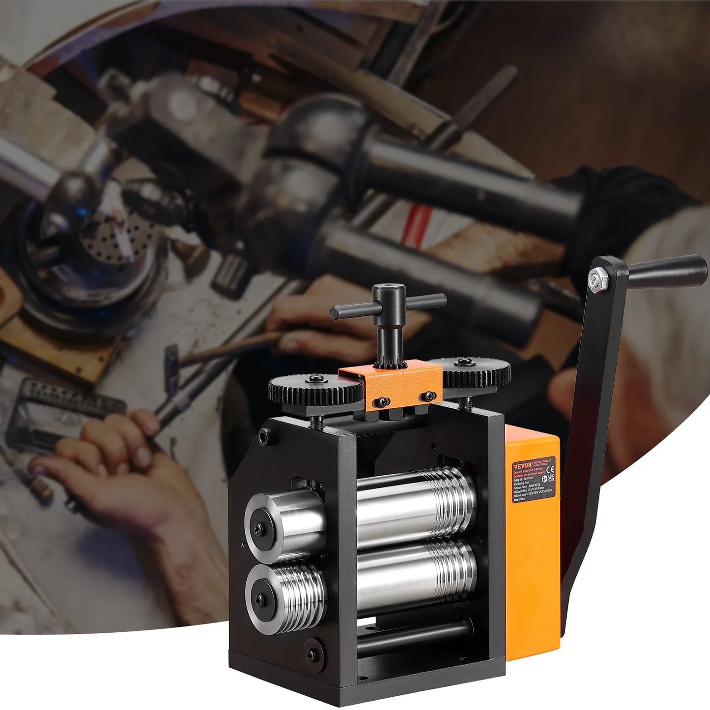 VEVOR Rolling Mill, 2.95"/75 mm Jewelry Rolling Mill Machine, 1: 2 Gear Ratio, 3-in-1 Multi-function Rolling Mill, 0.03-6.5mm Press Thickness for Metal Jewelry Making Sheet Square Wire Semicircle - Mekamart Australia