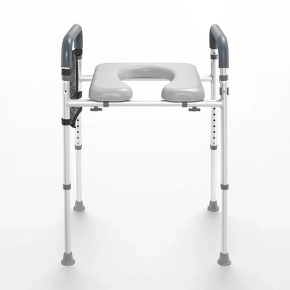 VEVOR Raised Toilet Seat, 7-Position Height Adjustment 655-805 Mm, 158.7 kg Weight Capacity, with Comfort Padded Aluminum Frame, Universal Toilet Seat Riser, for Elderly, Handicap, Pregnant, Medical - Mekamart Australia