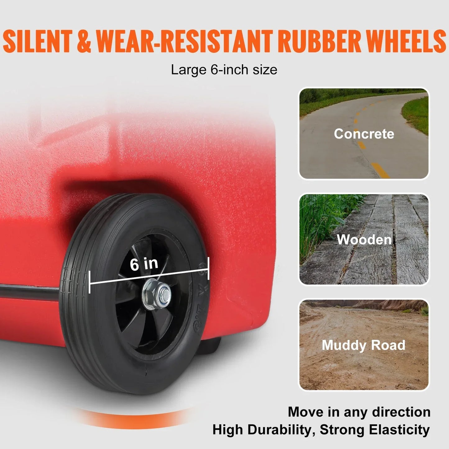 VEVOR 60.57L Fuel Caddy, 7.8 L/min, Portable Gas Storage Tank Container with Hand Pump Rubber Wheels, Fuel Transfer Storage Tank for Gasoline Diesel Machine Oil Car Mowers Tractor Boat Motorcycle - Mekamart Australia