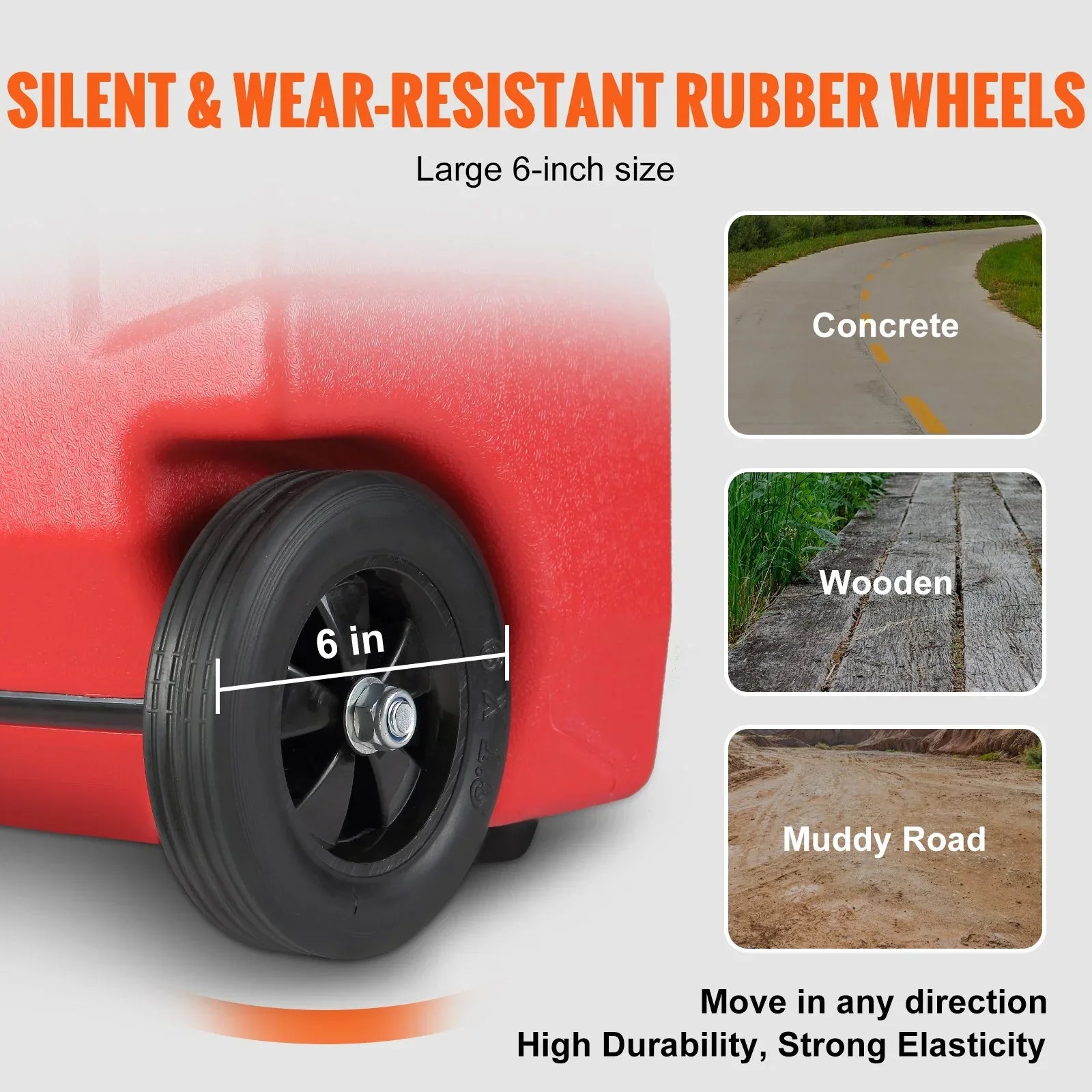 VEVOR 60.57L Fuel Caddy, 7.8 L/min, Portable Gas Storage Tank Container with Hand Pump Rubber Wheels, Fuel Transfer Storage Tank for Gasoline Diesel Machine Oil Car Mowers Tractor Boat Motorcycle - Mekamart Australia