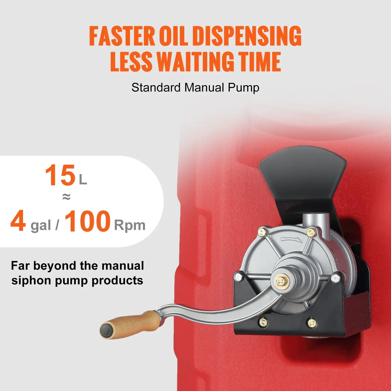 VEVOR 60.57L Fuel Caddy, 7.8 L/min, Portable Gas Storage Tank Container with Hand Pump Rubber Wheels, Fuel Transfer Storage Tank for Gasoline Diesel Machine Oil Car Mowers Tractor Boat Motorcycle - Mekamart Australia