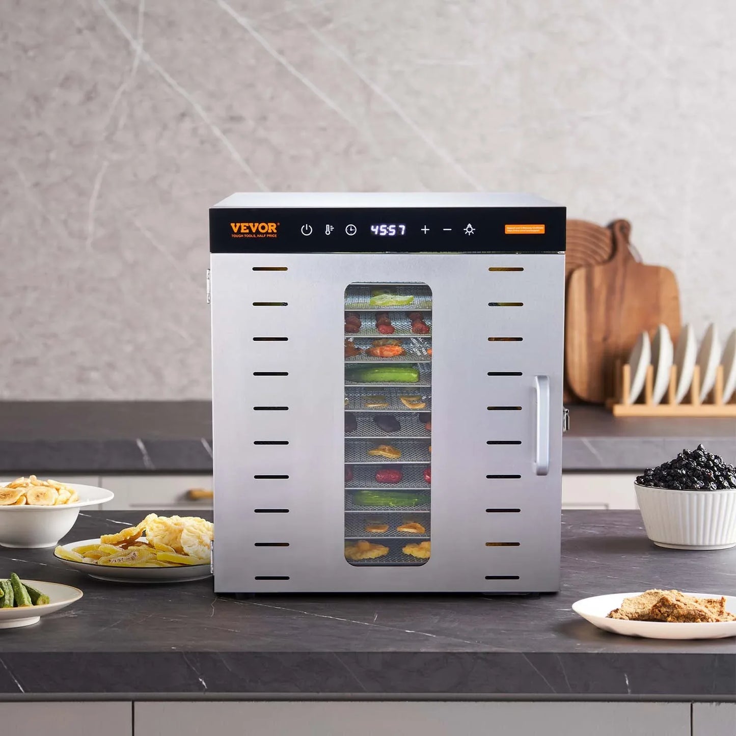 VEVOR 10 Trays Food Dehydrator Machine Stainless Steel 1000W Jerky Fruit Drying - Mekamart Australia