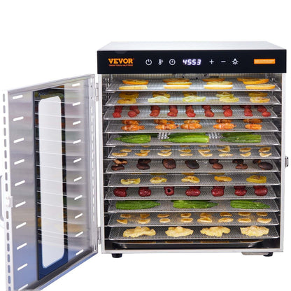VEVOR 10 Trays Food Dehydrator Machine Stainless Steel 1000W Jerky Fruit Drying - Mekamart Australia