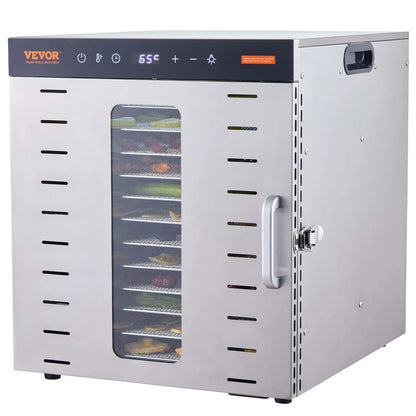 VEVOR 10 Trays Food Dehydrator Machine Stainless Steel 1000W Jerky Fruit Drying - Mekamart Australia