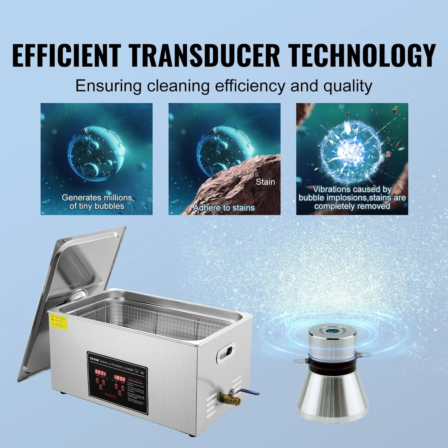 VEVOR 22L Ultrasonic Cleaner with Timer Heating Machine Digital Sonic Cleaner - Mekamart Australia