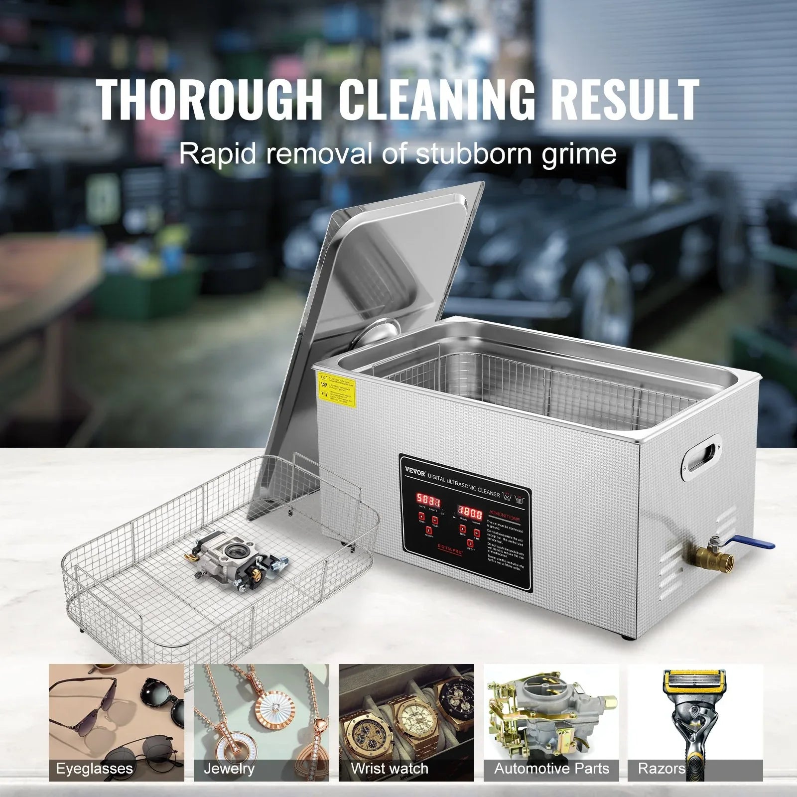 VEVOR 22L Ultrasonic Cleaner with Timer Heating Machine Digital Sonic Cleaner - Mekamart Australia