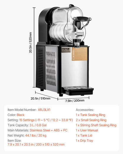 VEVOR 3L Commercial Slushy Machine Margarita Smoothie Frozen Drink Maker - Mekamart Australia