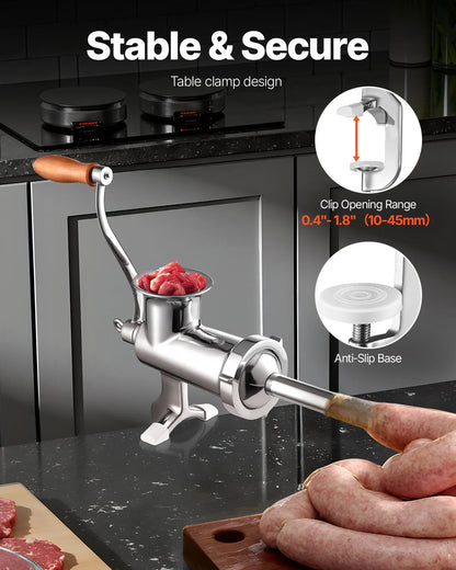 VEVOR Heavy Duty Meat Grinder Manual Sausage Filler Stainless Steel with Clamp - Mekamart Australia