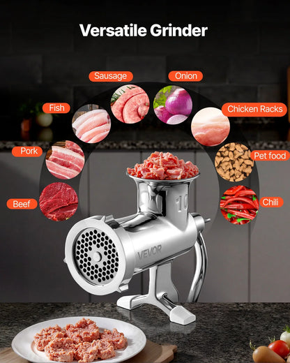 VEVOR Heavy Duty Meat Grinder Manual Sausage Filler Stainless Steel with Clamp - Mekamart Australia