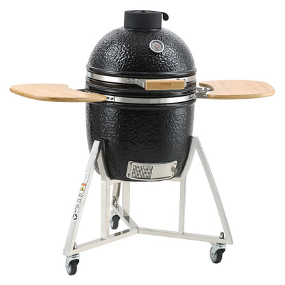 VEVOR Portable Charcoal Grill, Propane Gas Grills with Cover and Cart, Heavy Duty Stainless Steel BBQ Grill, Mini Smoker for Outdoor Cooking, Barbecue Camping, Picnic, and Backyard, Black - Mekamart Australia