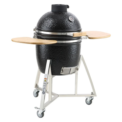 VEVOR Portable Charcoal Grill, Propane Gas Grills with Cover and Cart, Heavy Duty Stainless Steel BBQ Grill, Mini Smoker for Outdoor Cooking, Barbecue Camping, Picnic, and Backyard, Black - Mekamart Australia