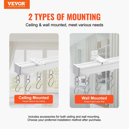 VEVOR Ceiling Curtain Track Set 5.9 FT/1.8 Meter_oom Divider with Hooks White - Mekamart Australia