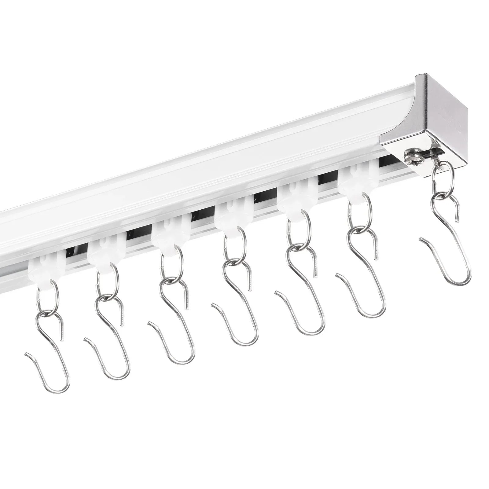 VEVOR Ceiling Curtain Track Set 5.9 FT/1.8 Meter_oom Divider with Hooks White - Mekamart Australia