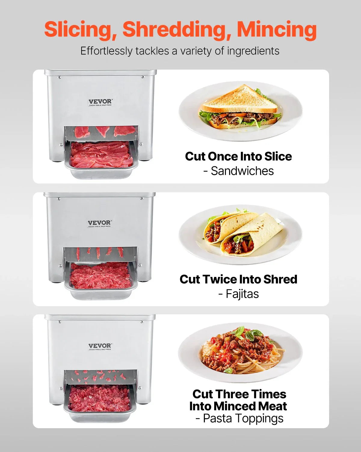 VEVOR Electric Meat Cutter Machine 550W Commercial Meat Slicer Cutting Machine - Mekamart Australia