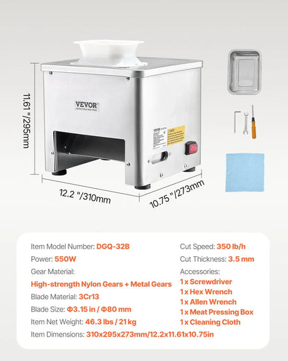 VEVOR Electric Meat Cutter Machine 550W Commercial Meat Slicer Cutting Machine - Mekamart Australia