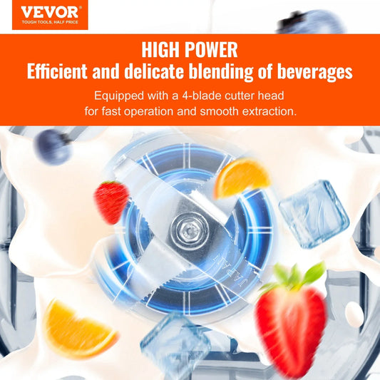 VEVOR Professional Blender with Shield, Commercial Countertop Blenders, 2L Jar Blender Combo, Stainless Steel 9 Speed & 5 Functions Blender, for Shakes, Smoothies, Peree, and Crush Ice, White - Mekamart Australia