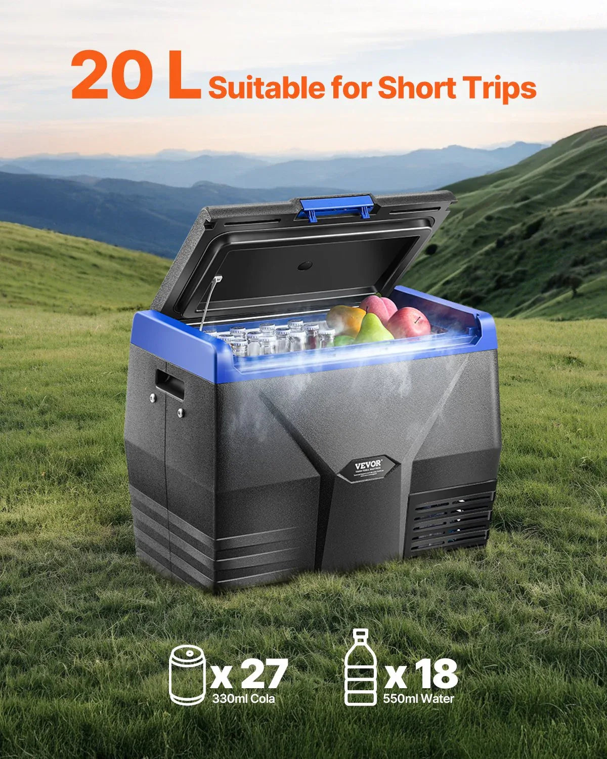 VEVOR Portable Car Refrigerator Freezer Compressor 20L Single Zone for Car Home - Mekamart Australia