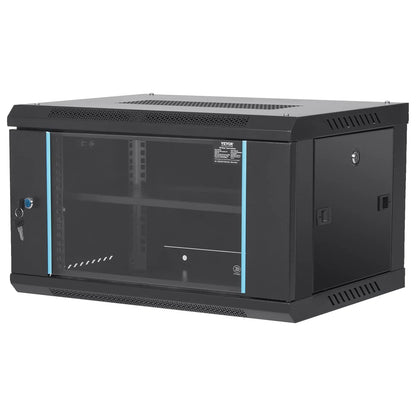 VEVOR 6U Wall Mount Network Server Cabinet, 15.5'' Deep, Server Rack Cabinet Enclosure, 200 lbs Max. Ground-mounted Load Capacity, with Locking Glass Door Side Panels, for IT Equipment, A/V Devices - Mekamart Australia