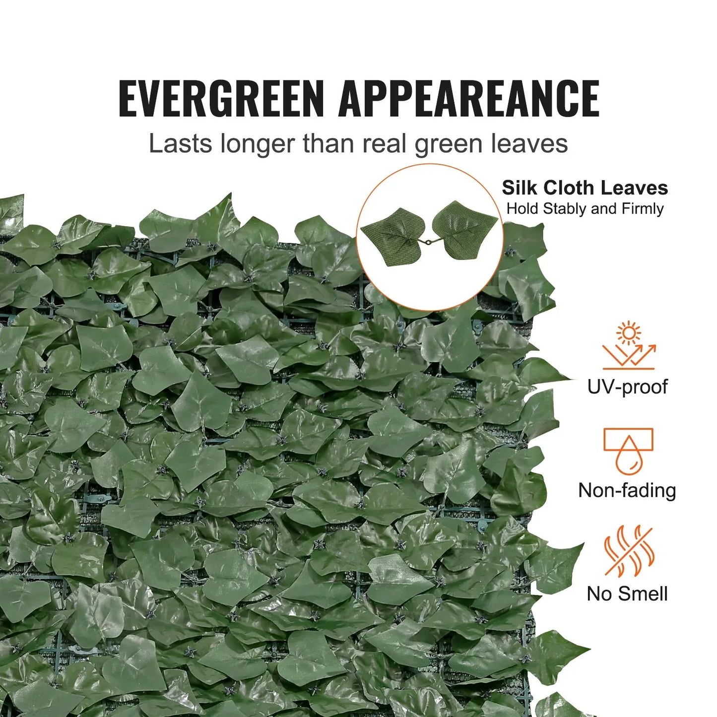VEVOR Ivy Privacy Fence, 990 x 2490 mm Artificial Green Wall Screen, Greenery Ivy Fence with Mesh Cloth Backing and Strengthened Joint, Faux Hedges Vine Leaf Decoration for Outdoor Garden, Yard - Mekamart Australia