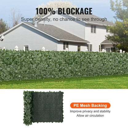 VEVOR Ivy Privacy Fence, 990 x 2490 mm Artificial Green Wall Screen, Greenery Ivy Fence with Mesh Cloth Backing and Strengthened Joint, Faux Hedges Vine Leaf Decoration for Outdoor Garden, Yard - Mekamart Australia