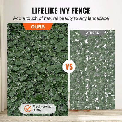 VEVOR Ivy Privacy Fence, 1830 x 2440 mm Artificial Green Wall Screen, Greenery Ivy Fence with Mesh Cloth Backing and Strengthened Joint, Faux Hedges Vine Leaf Decoration for Outdoor Garden, Yard - Mekamart Australia