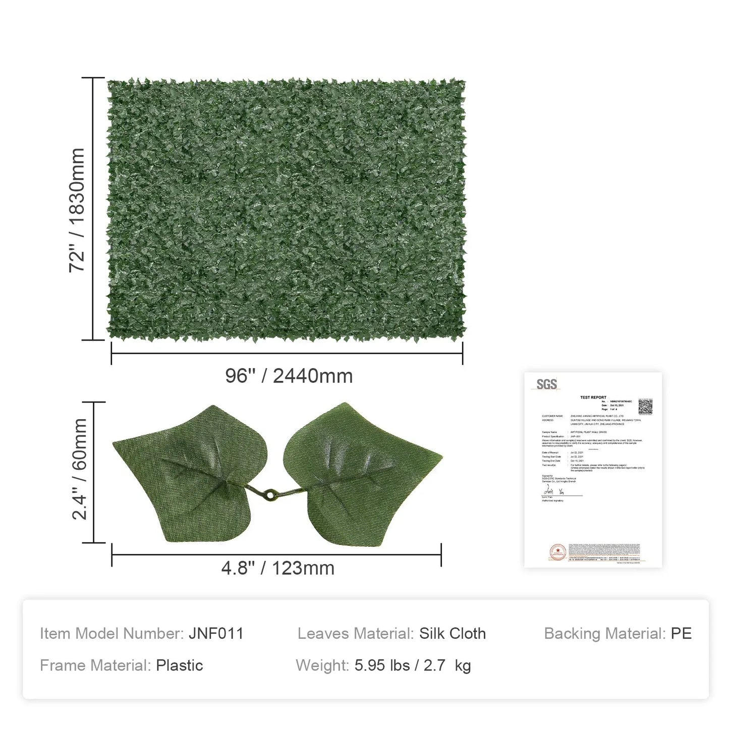 VEVOR Ivy Privacy Fence, 1830 x 2440 mm Artificial Green Wall Screen, Greenery Ivy Fence with Mesh Cloth Backing and Strengthened Joint, Faux Hedges Vine Leaf Decoration for Outdoor Garden, Yard - Mekamart Australia