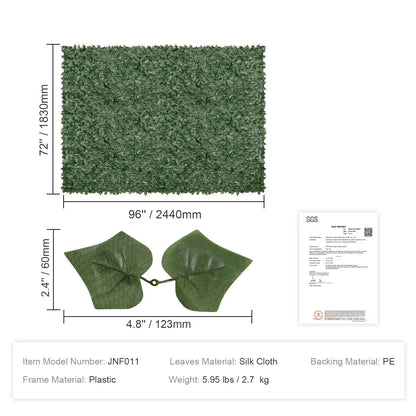 VEVOR Ivy Privacy Fence, 1830 x 2440 mm Artificial Green Wall Screen, Greenery Ivy Fence with Mesh Cloth Backing and Strengthened Joint, Faux Hedges Vine Leaf Decoration for Outdoor Garden, Yard - Mekamart Australia