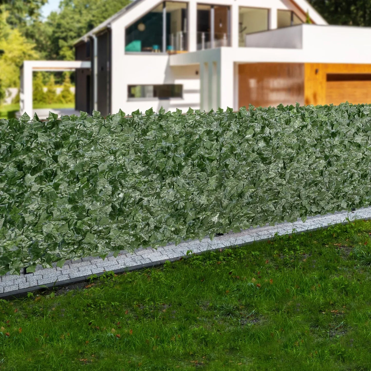 VEVOR Ivy Privacy Fence, 1830 x 2440 mm Artificial Green Wall Screen, Greenery Ivy Fence with Mesh Cloth Backing and Strengthened Joint, Faux Hedges Vine Leaf Decoration for Outdoor Garden, Yard - Mekamart Australia