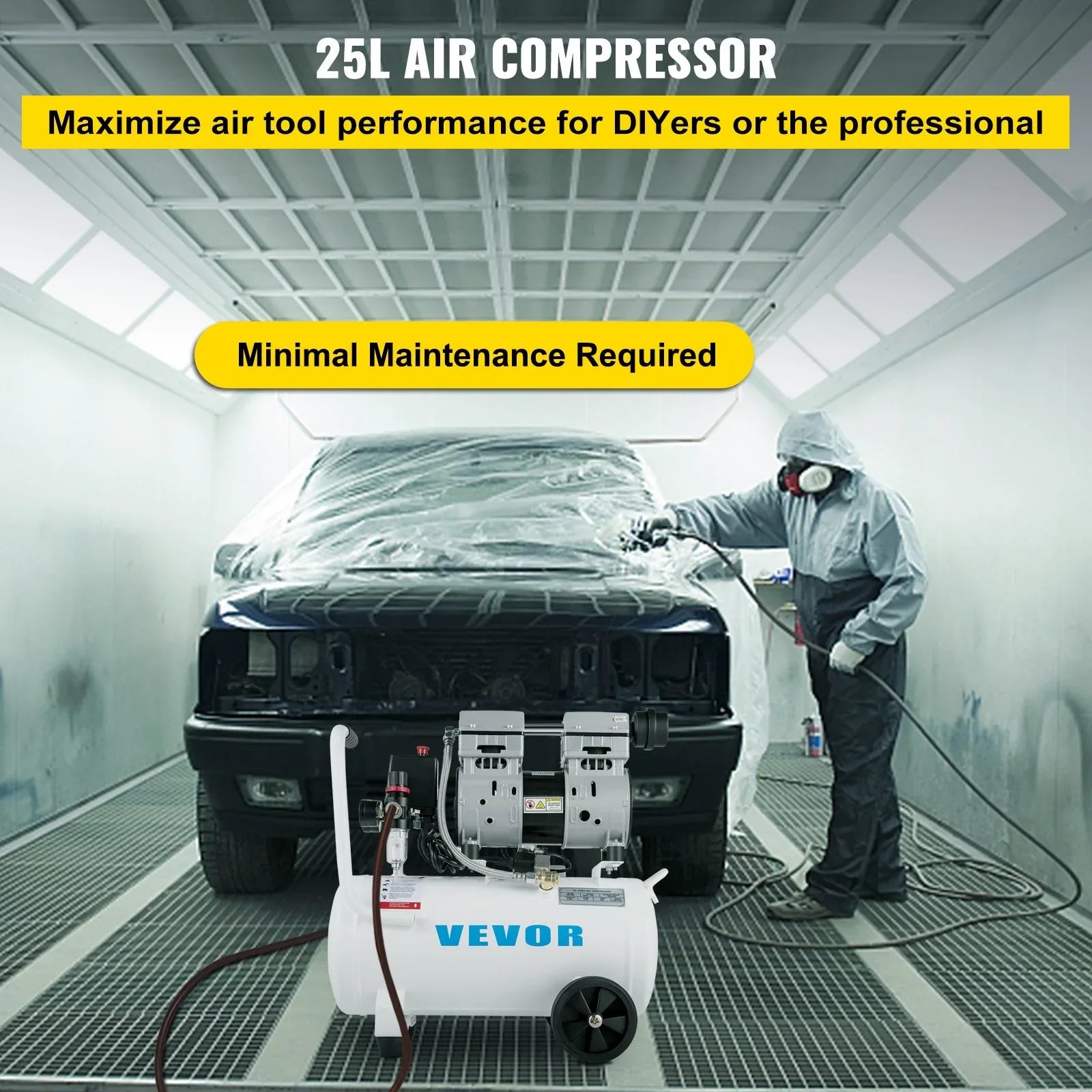VEVOR Air Compressor 6.6 Gallon, Portable Air Compressor 1 HP, Oil Free Air Compressor Steel Tank 750W, Pancake Air Compressor 115 PSI, Ultra Quiet Compressor for Home Repair, Tire Inflation - Mekamart Australia
