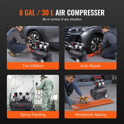 VEVOR Air Compressor Compact Portable Oil Free Compressor 30L 90 PSI - Mekamart Australia