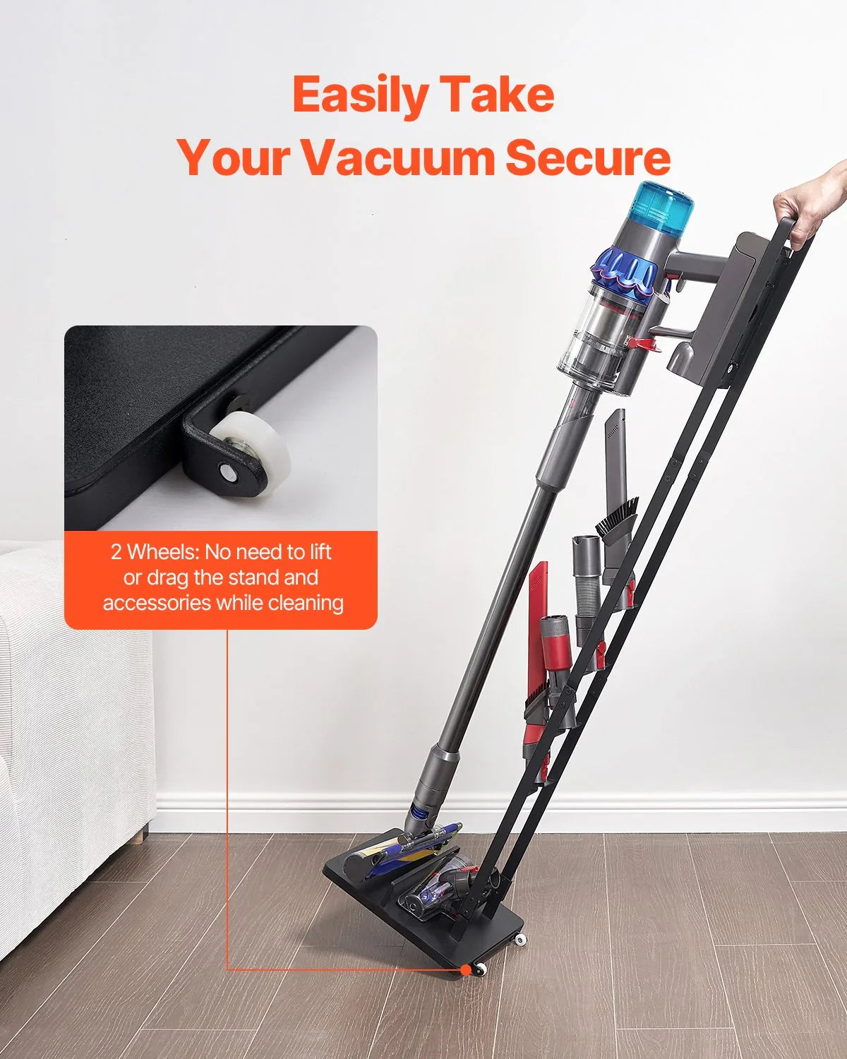 VEVOR Vacuum Stand, Compatible With Dyson V6 V7 V8 V10 V11 V15, Stable Vacuum Stand Holder with Wheels for Dyson DC30 DC31 DC34 DC35 DC58 DC59 DC62 D74 Cordless Upright Vacuum Cleaners & Accessories - Mekamart Australia