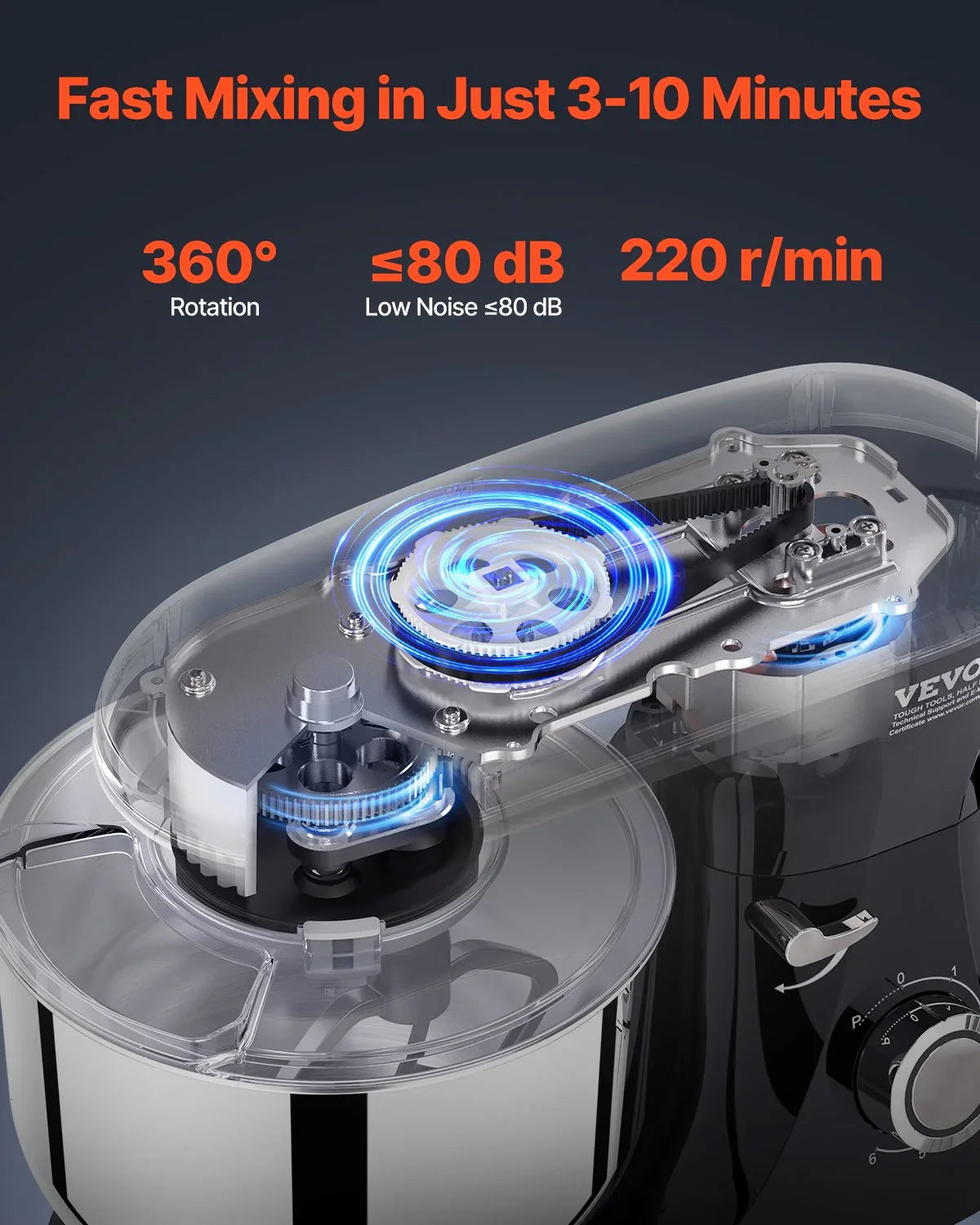 VEVOR Stand Mixer 5.68 L Electric Dough Mixer 1100W 6 + P Speeds Food Beater - Mekamart Australia