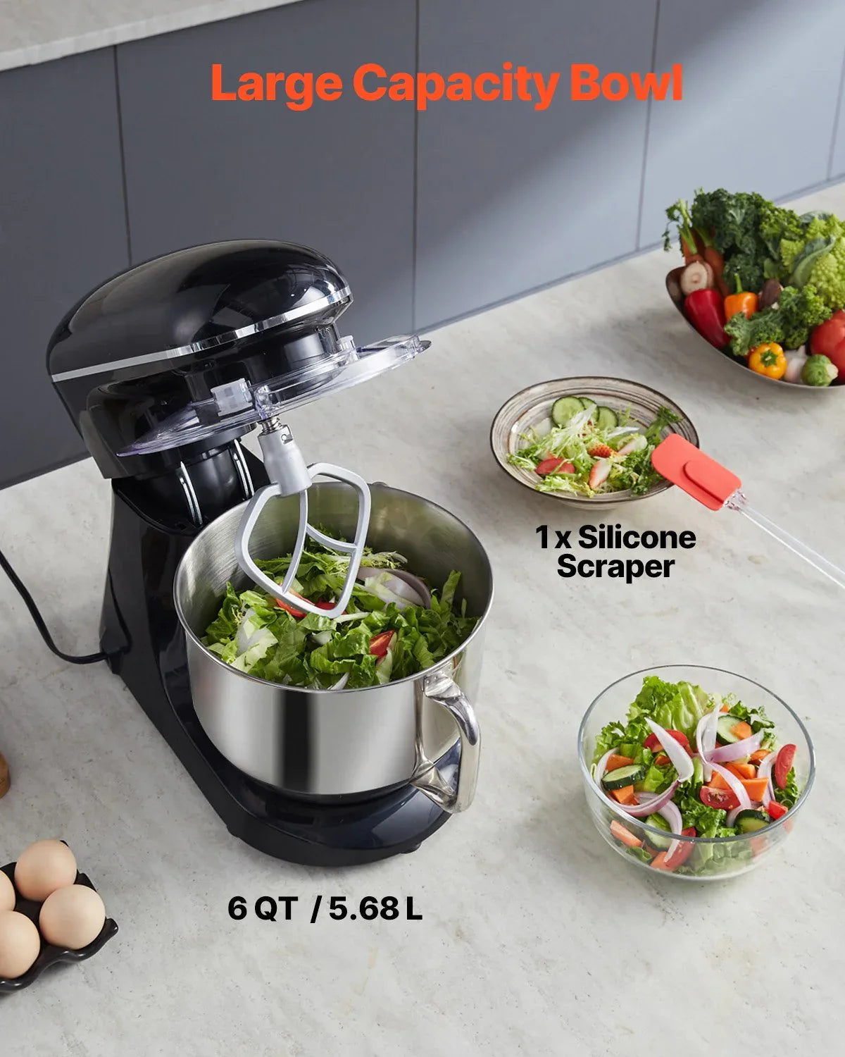 VEVOR Stand Mixer 5.68 L Electric Dough Mixer 1100W 6 + P Speeds Food Beater - Mekamart Australia