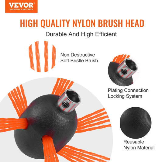 VEVOR 9 m Chimney Sweep Kit, w/ 9 Reinforced Nylon Flexible Rods, Ergonomic Chimney Cleaning Brush, 360-Degree Brush Chimney Cleaner, Rich Accessories for Fireplace Flue Home Use Fits most Pipes - Mekamart Australia
