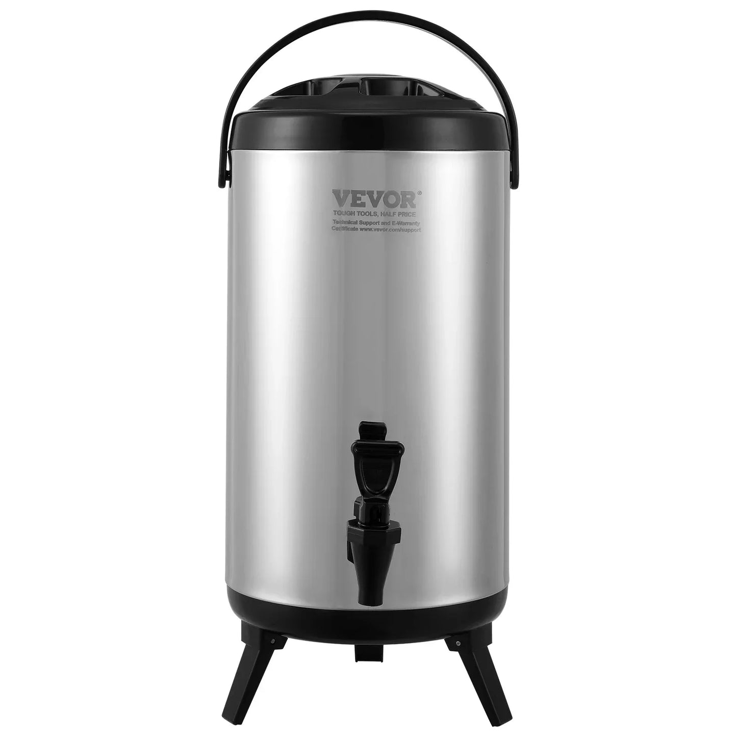 VEVOR Stainless Steel Insulated Beverage Dispenser, 9.2 Liter, Thermal Hot and Cold Drink Server Dispenser with Spigot Handle, Food-grade for Hot Tea Coffee Water Restaurant Drink Shop - Mekamart Australia
