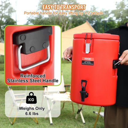 VEVOR Stainless Steel Insulated Beverage Dispenser, 17.2 Liter, Thermal Hot and Cold Drink Server Dispenser with Spigot Handle, Food-grade for Hot Tea Coffee Water Restaurant Drink Shop - Mekamart Australia