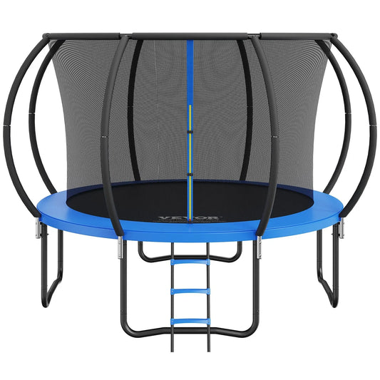 VEVOR 10FT Trampoline, 330 lbs Trampoline with Enclosure Net, Ladder, and Curved Pole, Heavy Duty Trampoline with Jumping Mat and Spring Cover Padding, Outdoor Recreational Trampolines for Kids Adults - Mekamart Australia