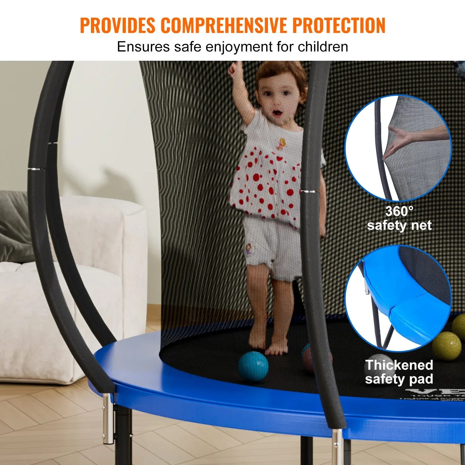 VEVOR 10FT Trampoline, 330 lbs Trampoline with Enclosure Net, Ladder, and Curved Pole, Heavy Duty Trampoline with Jumping Mat and Spring Cover Padding, Outdoor Recreational Trampolines for Kids Adults - Mekamart Australia