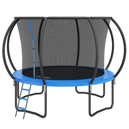 VEVOR 10FT Trampoline, 330 lbs Trampoline with Enclosure Net, Ladder, and Curved Pole, Heavy Duty Trampoline with Jumping Mat and Spring Cover Padding, Outdoor Recreational Trampolines for Kids Adults - Mekamart Australia