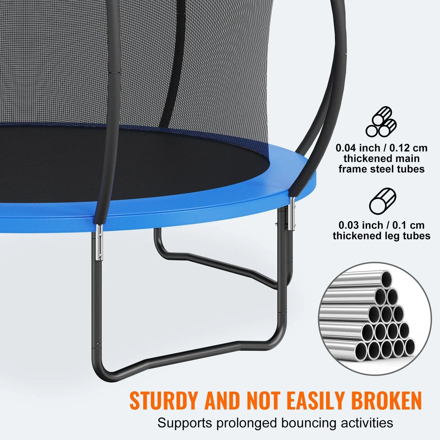 VEVOR 3.66m Trampoline, 181 kg Trampoline with Enclosure Net, Ladder, and Curved Pole, Heavy Duty Trampoline with Jumping Mat and Spring Cover Padding, Outdoor Recreational Trampolines for Kids Adults - Mekamart Australia