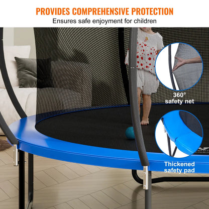 VEVOR 14FT Trampoline, 450 lbs Trampoline with Enclosure Net, Ladder, and Curved Pole, Heavy Duty Trampoline with Jumping Mat and Spring Cover Padding, Outdoor Recreational Trampolines for Kids Adults - Mekamart Australia