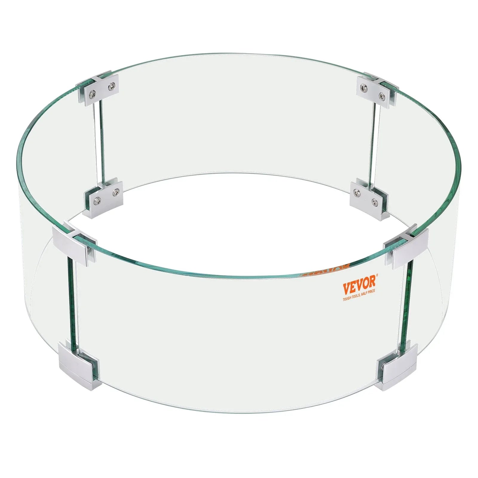 VEVOR Fire Pit Wind Guard, 26 x 26 x 6 Inch Glass Flame Guard, Round Glass Shield, 1/4-Inch Thick Fire Table, Clear Tempered Glass Flame Guard, Steady Feet Tree Pit Guard for Propane, Gas, Outdoor - Mekamart Australia