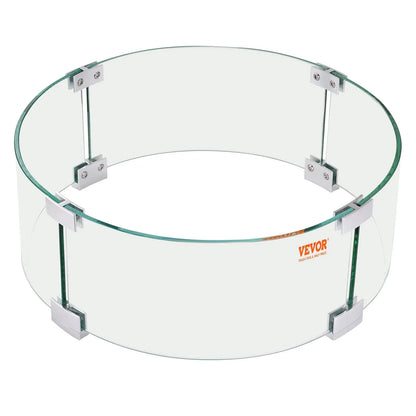 VEVOR Fire Pit Wind Guard, 26 x 26 x 6 Inch Glass Flame Guard, Round Glass Shield, 1/4-Inch Thick Fire Table, Clear Tempered Glass Flame Guard, Steady Feet Tree Pit Guard for Propane, Gas, Outdoor - Mekamart Australia