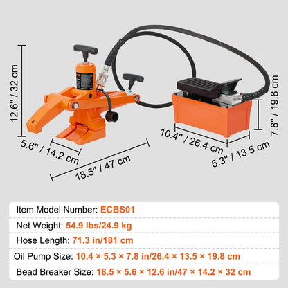 VEVOR Hydraulic Bead Breaker, 1000 PSI Tire Bead Breaker with Metal Foot Pump, Heavy-duty Steel Bead Breaker Tool for Tractors, Trucks, Buses, Lawn Mowers, ATVs - Mekamart Australia